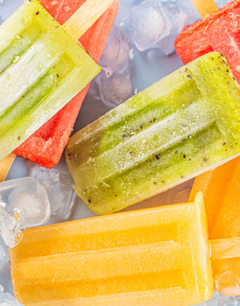 summer concept various fruit popsicles